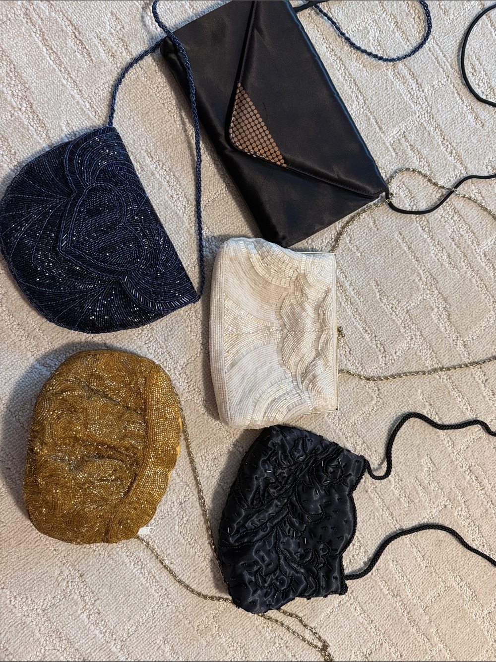 Vintage Beaded Clutches - Navy, Black, Gold, Cream